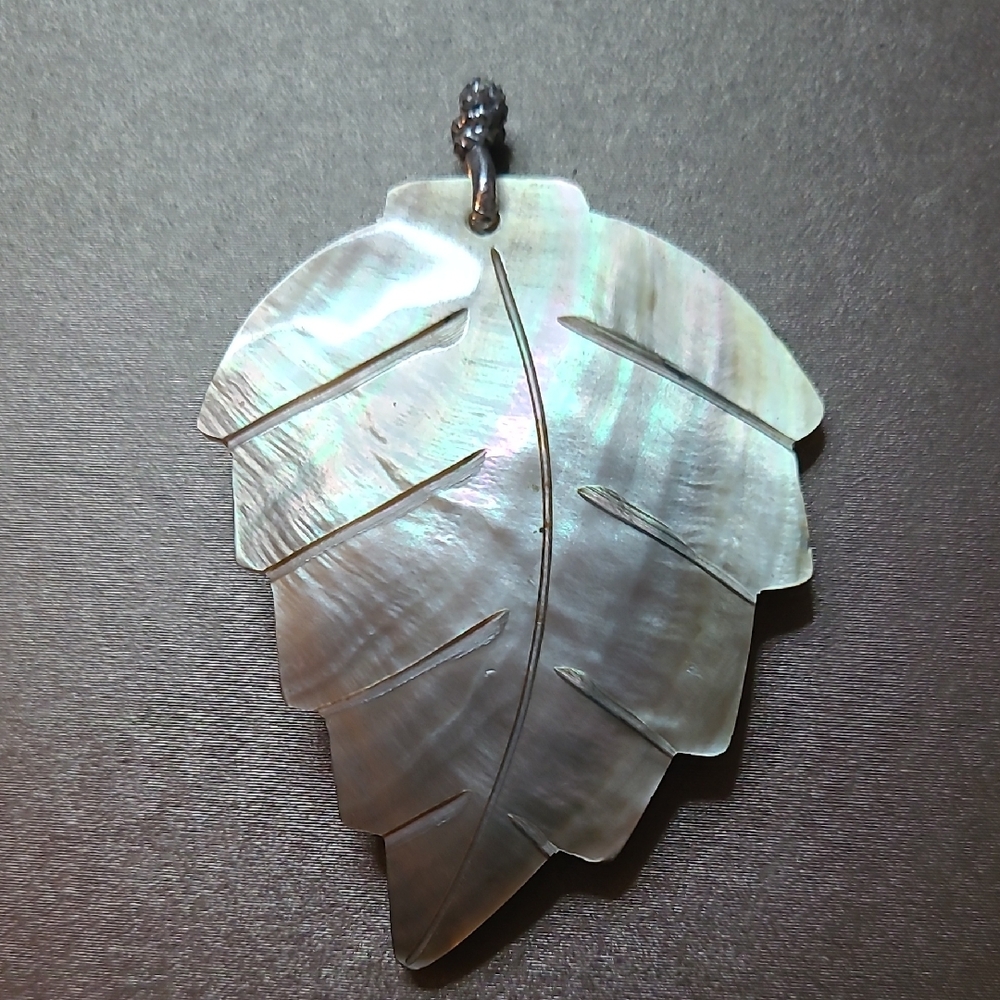 Leaf-Shaped Iridescent Pendant